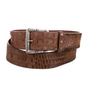 John Varvatos Croc Embossed Leather Belt. Size 36